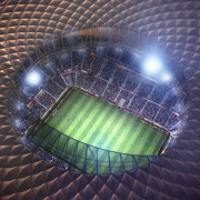 New look at Foster + Partners Lusail Stadium atmosphere, light, line, sport venue, structure, purple, black