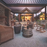 Looking back on the gabled home from the 
