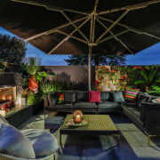 Fire in winter sun umbrella for the summer 