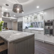 Glacier granite benchtop. Kitchen design by Kira Gray, cabinetry, countertop, cuisine classique, home appliance, interior design, kitchen, real estate, gray