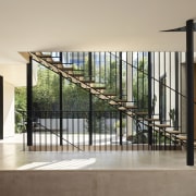 The stripped back stairs are something of a 