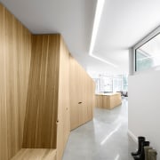 House on lakefront site by  Paul Bernier architecture, ceiling, daylighting, floor, flooring, house, interior design, product design, real estate, wall, wood, white, gray