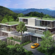 Steven Harris Rendering - Premia - architecture | architecture, bird's eye view, condominium, cottage, elevation, estate, home, house, mixed use, property, real estate, residential area, villa, green