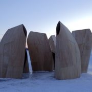 Architect: Patkau ArchitectsPhotography by James Dow architecture, freezing, ice, memorial, sculpture, snow, winter, teal