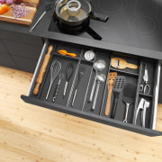 Blum New Zealand floor, furniture, product design, table, black, orange