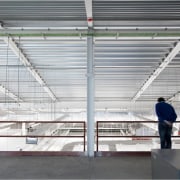 Floor to ceiling glass windows illuminate the office airport terminal, architecture, building, daylighting, roof, steel, structure, gray, white