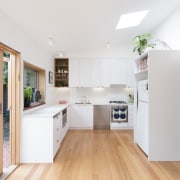 Architect: Drawing Room ArchitecturePhotography by Dan Fuge countertop, floor, hardwood, interior design, kitchen, property, real estate, wood flooring, white