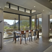 The surrounding desert is almost like a painting house, interior design, real estate, window, gray