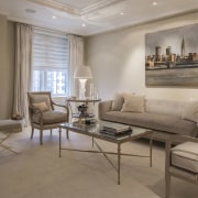 Another view of the living area - Another ceiling, floor, flooring, furniture, interior design, living room, property, real estate, room, table, gray, brown