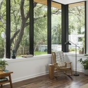 Views out to the backyard - Views out architecture, door, floor, flooring, furniture, hardwood, home, house, interior design, living room, window, wood, wood flooring, gray, white