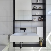 Architect: Austin Maynard ArchitectsPhotography by Peter Bennetts bathroom, bathroom accessory, bathroom cabinet, floor, interior design, product, product design, sink, gray