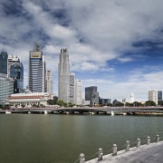 Jubilee Bridge – Cox Architecture - Jubilee Bridge building, city, cityscape, condominium, daytime, downtown, metropolis, metropolitan area, reflection, river, sky, skyline, skyscraper, tower block, urban area, water, gray