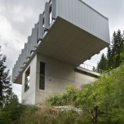 It's certainly an impressive cantilever - It's certainly architecture, building, facade, home, house, sky, gray, brown