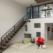 Architect: ZeroEnergy DesignPhotography by Eric Roth interior design, loft, stairs, gray