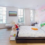 Source: Trulia bed frame, bedroom, ceiling, home, house, interior design, living room, property, real estate, room, wall, window, gray