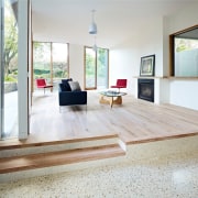 Architect: Steffen Welsch ArchitectsPhotography: Rhiannon Slatter floor, flooring, furniture, hardwood, house, interior design, laminate flooring, living room, property, real estate, table, wood, wood flooring, white, gray