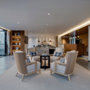 There's seamless flow between the indoors and outdoors apartment, architecture, ceiling, estate, floor, house, interior design, living room, penthouse apartment, real estate, room, gray