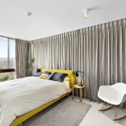 You can certainly identify the holdovers from before architecture, bed frame, bedroom, ceiling, interior design, real estate, room, suite, white, gray