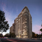 Mayfair Residential Tower – Zaha Hadid Architects architecture, building, city, commercial building, condominium, corporate headquarters, daytime, downtown, facade, headquarters, infrastructure, landmark, metropolis, metropolitan area, mixed use, residential area, sky, skyscraper, tower, tower block, urban area, blue, black