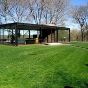 The Glass House by Philip Johnson - The architecture, cottage, estate, grass, home, house, land lot, landscape, lawn, pavilion, plant, property, real estate, yard, green