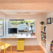 Architect: Surfside Projects. Photography by Darren Bradley architecture, ceiling, daylighting, floor, furniture, house, interior design, living room, table, wall, orange