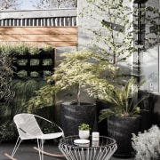 Architect: Technē Architecture + Interior DesignPhotography by architecture, backyard, chair, courtyard, furniture, home, house, interior design, outdoor furniture, outdoor structure, patio, table, gray, white, black