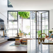 Architect: Luigi Rosselli. Photography by Justin Alexander, Sean condominium, daylighting, home, interior design, living room, loft, window, white