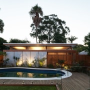 Architect: Day Bukh ArchitectsPhotography by Katherine Lu architecture, backyard, estate, facade, home, house, landscape, outdoor structure, property, real estate, residential area, swimming pool, yard, white, black