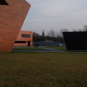 New brandy warehouse by TOTEMENT/PAPER - New brandy architecture, building, facade, farm, grass, home, house, landscape, lawn, property, real estate, residential area, roof, sky, sunlight, brown