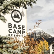 The building and logo - The building and mountain, mountain range, snow, tree, winter, white