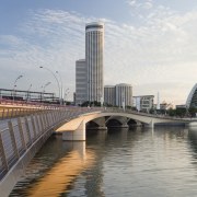 Jubilee Bridge – Cox Architecture - Jubilee Bridge bridge, building, city, cityscape, condominium, daytime, downtown, fixed link, metropolis, metropolitan area, sky, skyline, skyscraper, skyway, tower block, urban area, gray