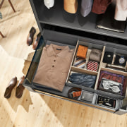 Blum's LEGRABOX drawer system ensires your guests furniture, table, wood, orange