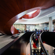 Architect: Woods Bagot/KannFinchPhotography by Trevor Mein architecture, ceiling, interior design, lobby, red