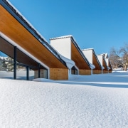 Fresh snowfall - Fresh snowfall - architecture | architecture, building, facade, home, house, property, real estate, roof, sky, snow, winter, white, teal