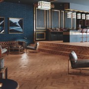 Installing Expona Commercial flooring solutions isn't taxing. floor, flooring, hardwood, interior design, living room, lobby, wood flooring, brown, black