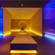 It doesn't get more sci-fi than this - architecture, blue, interior design, light, lighting, purple, blue