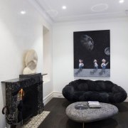 TIDA AU 2017 – Architect-designed renovation winner – ceiling, floor, flooring, hearth, home, house, interior design, living room, property, room, wall, gray, black