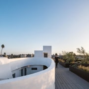 On the roof, you gain access to a architecture, house, property, real estate, roof, sky, gray, white