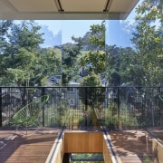 Architect: Schwartz and Architecture: SaAPhotography by Bruce architecture, balcony, deck, handrail, home, house, outdoor structure, plant, property, real estate, roof, tree, gray, brown