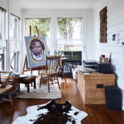 The informal sunroom has expansive windows and glass furniture, home, interior design, living room, room, table, window, white