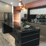 Centre Stage - Centre Stage - cabinetry | cabinetry, countertop, cuisine classique, floor, flooring, hardwood, interior design, kitchen, gray, black