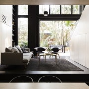 Architect: Architect PrineasPhotography by Chris Warnes architecture, ceiling, floor, flooring, furniture, house, interior design, living room, table, white, black