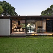 The Glass House influence is clear - The architecture, facade, home, house, property, real estate, brown