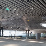 Municipal Offices and Train Station, Delft - Municipal airport terminal, architecture, building, ceiling, convention center, daylighting, infrastructure, line, metropolitan area, structure, gray, black