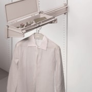 Ambos Side Mounted Wardrobe Fittings are ideal for clothes hanger, product design, sleeve, white, gray