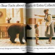 An ad that wouldn't look out of place furniture, human behavior, mammal, product, table, white