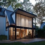 Photo by Jim Tetro - The solarium addition architecture, cottage, facade, farmhouse, home, house, property, real estate, residential area, roof, siding, window, black