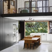 This reading area above the kitchen is a architecture, daylighting, house, interior design, window, white, gray