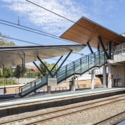 Cheltenham Station – Cox Architecture - Cheltenham Station architecture, building, metropolitan area, residential area, train station, transport, gray, teal