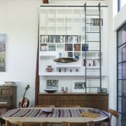 Sam Crawford Architects chair, furniture, interior design, loft, shelving, table, white